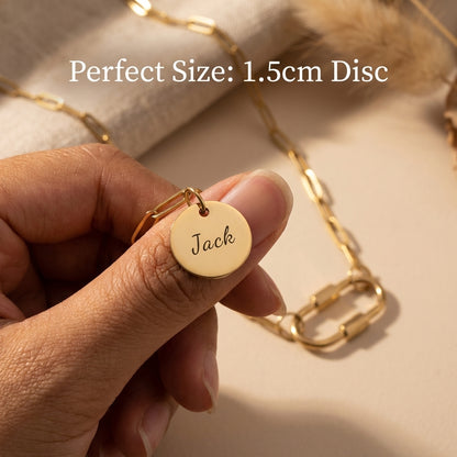 Personalized Family Charm Necklace with Carabiner Clasp