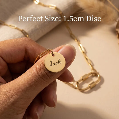 Personalized Family Name Charm Necklace – Carabiner Clasp