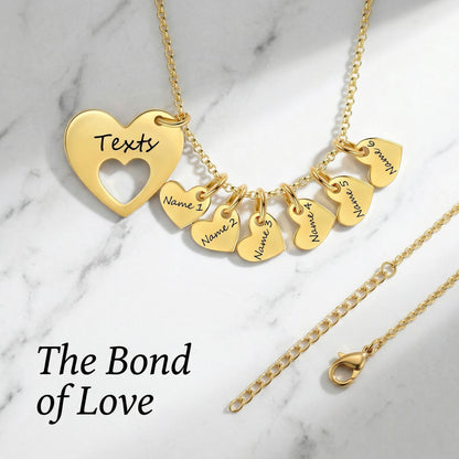 Personalized Heart Name Necklace with Charms