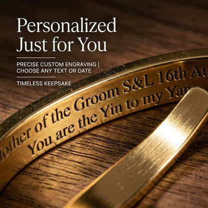 Personalized Coordinates Cuff Bracelet - Custom Engraved Name & Date - Matching Unisex Gift for Couples & Friends
