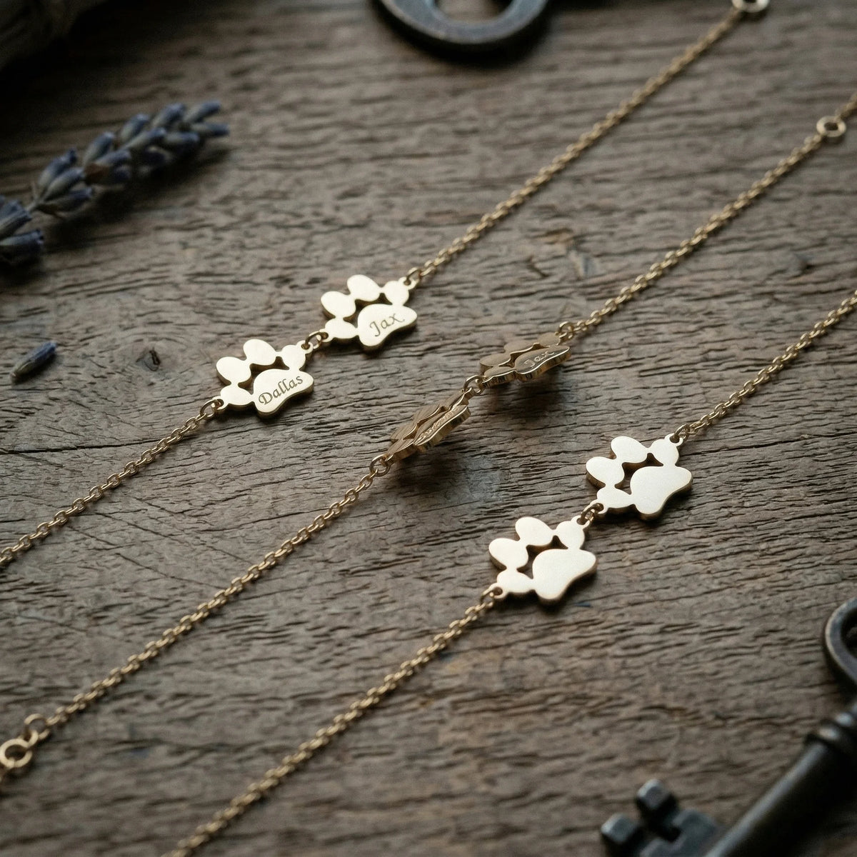 Personalized Paw Print Name Bracelet