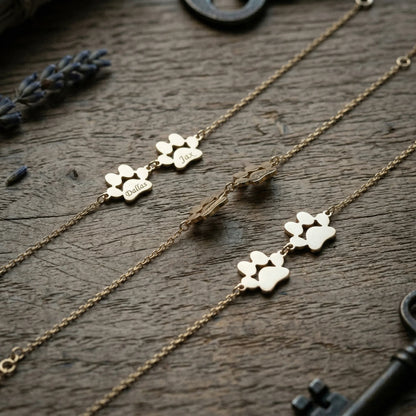 Personalized Paw Print Name Bracelet