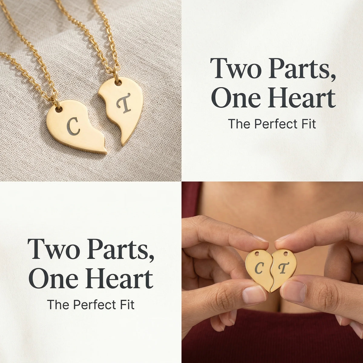 Personalized Split Heart Necklace Set