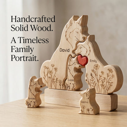 Personalized Wolf Family Wooden Plaque – Custom Names Home Decor Gift