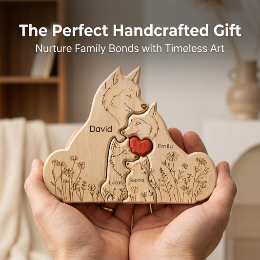 Personalized Wolf Family Wooden Plaque – Custom Names Home Decor Gift