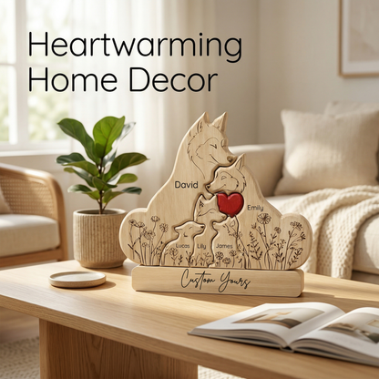 Personalized Wolf Family Wooden Plaque – Custom Names Home Decor Gift