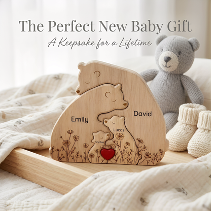 Mother’s Day Special: Personalized Wooden Bear Family – A Gift That Holds Her Whole World