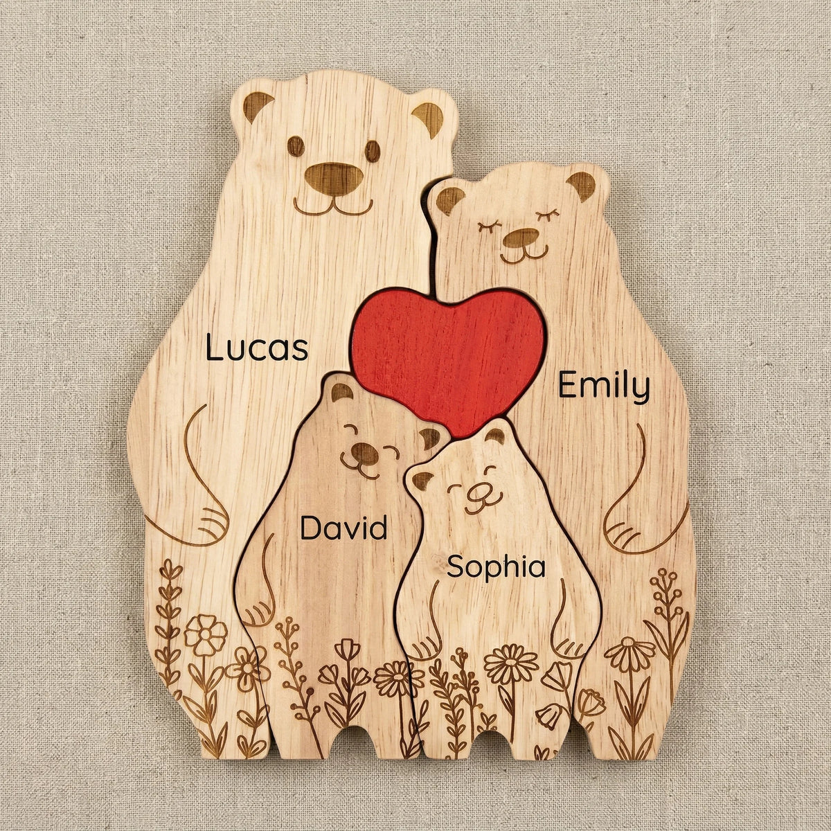 Personalized Bear Family Keepsake – Parent & Cubs Design