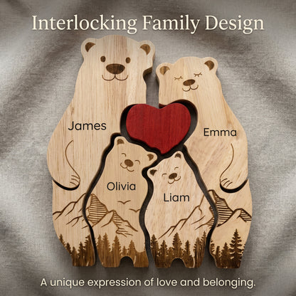 Personalized Wooden Bear Family Keepsake Ornament