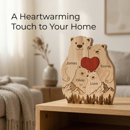 Personalized Wooden Bear Family Keepsake Ornament