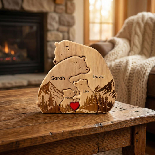 Personalized Wooden Bear Family Keepsake