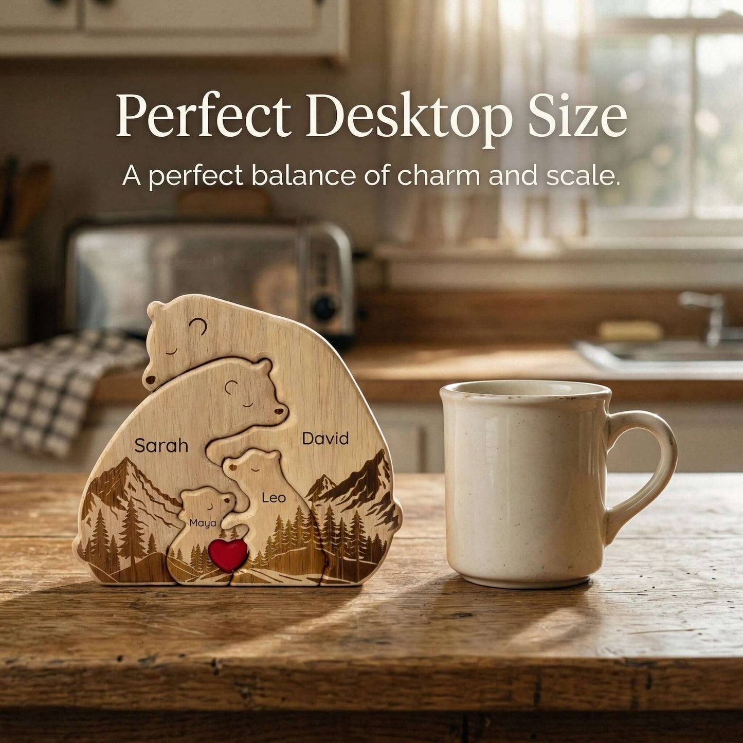 Personalized Wooden Bear Family Keepsake
