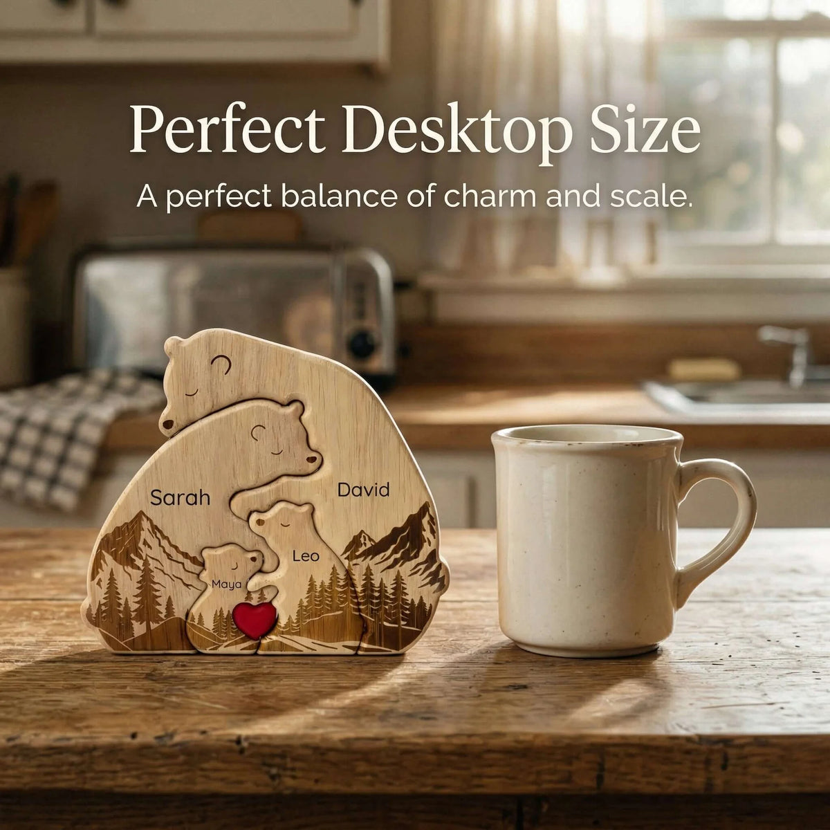 Personalized Bear Family Puzzle – Mountain & Heart Design