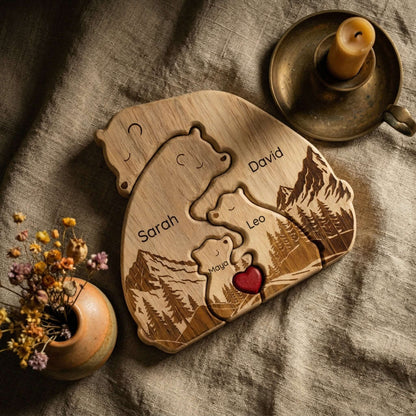 Personalized Wooden Bear Family Keepsake