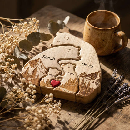 Personalized Wooden Bear Family Keepsake