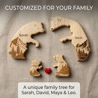 Personalized Wooden Bear Family Keepsake