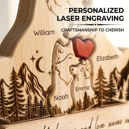 Personalized Wolf Family Wooden Plaque with Family Names
