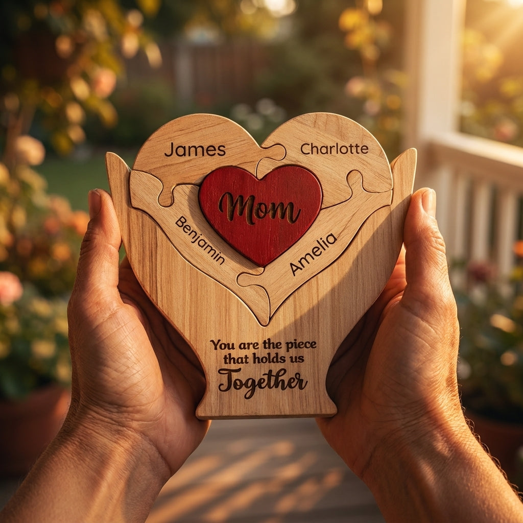 You Are the Piece That Holds Us Together - Personalized Wooden Family Decor