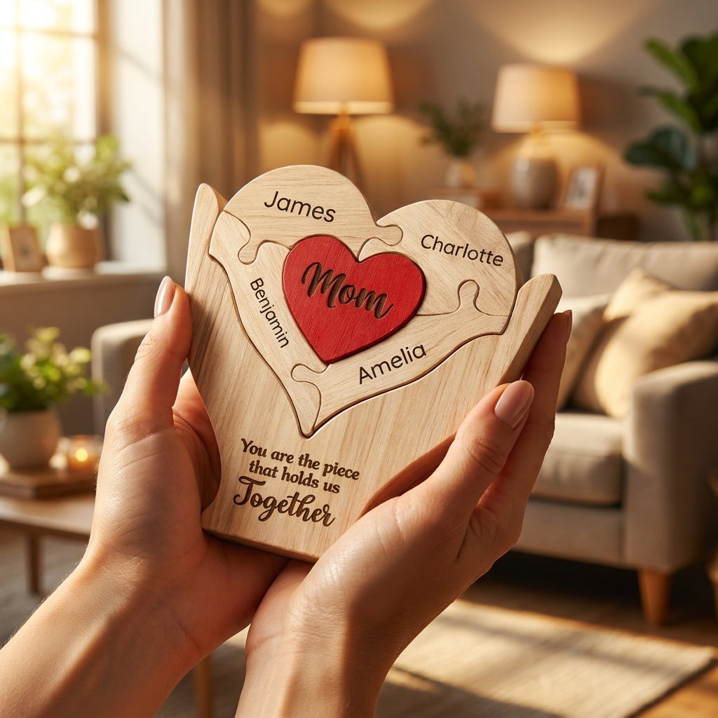 You Are the Piece That Holds Us Together - Personalized Wooden Family Decor
