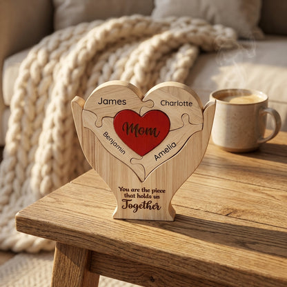 You Are the Piece That Holds Us Together - Personalized Wooden Family Decor