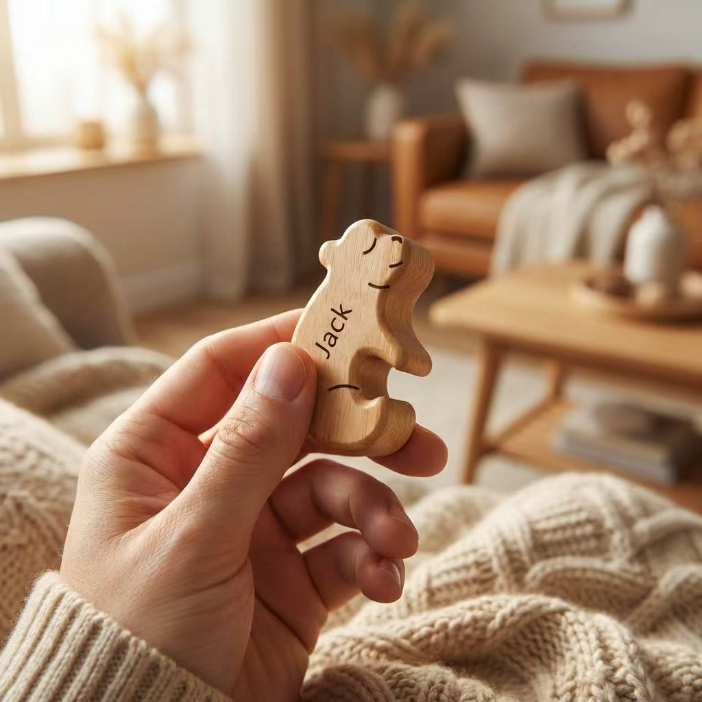 Personalized Wooden Bear Family Keepsake Ornament