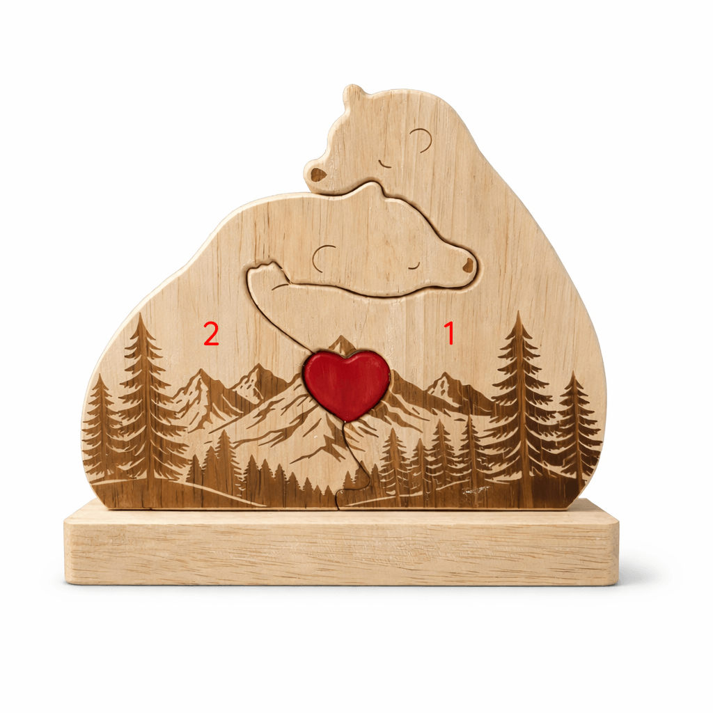 Personalized Wooden Bear Family Keepsake