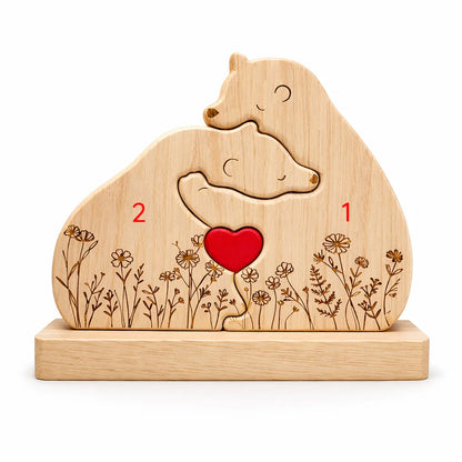 Personalized Bear Family Keepsake – Floral Heart Design