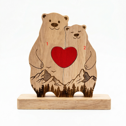 Personalized Wooden Bear Family Keepsake Ornament