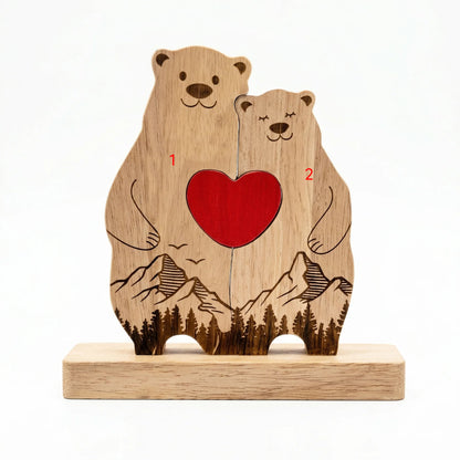 Personalized Bear Family Puzzle – Heart Hug Design