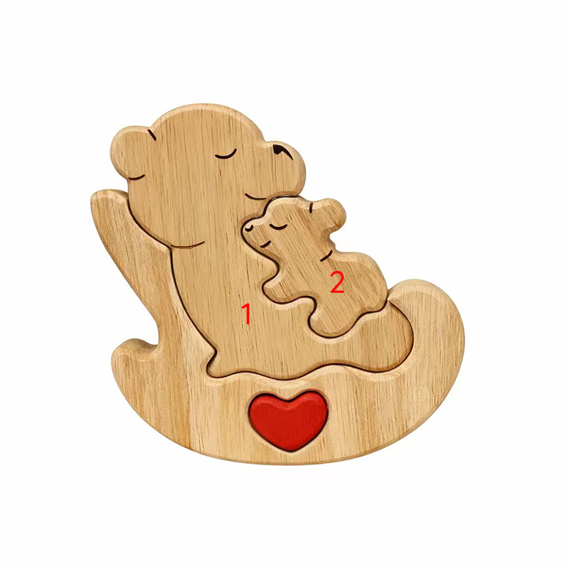 Personalized Wooden Bear Family Keepsake Ornament