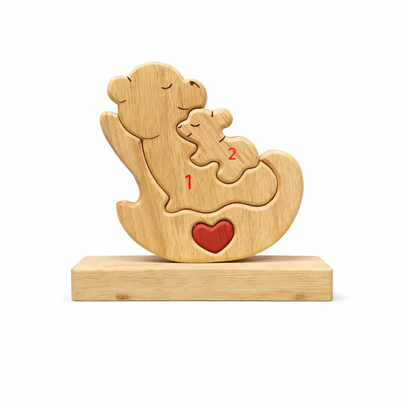 Personalized Wooden Bear Family Keepsake Ornament