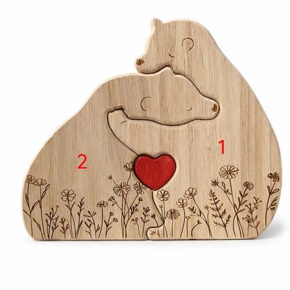Personalized Bear Family Keepsake – Floral Heart Design