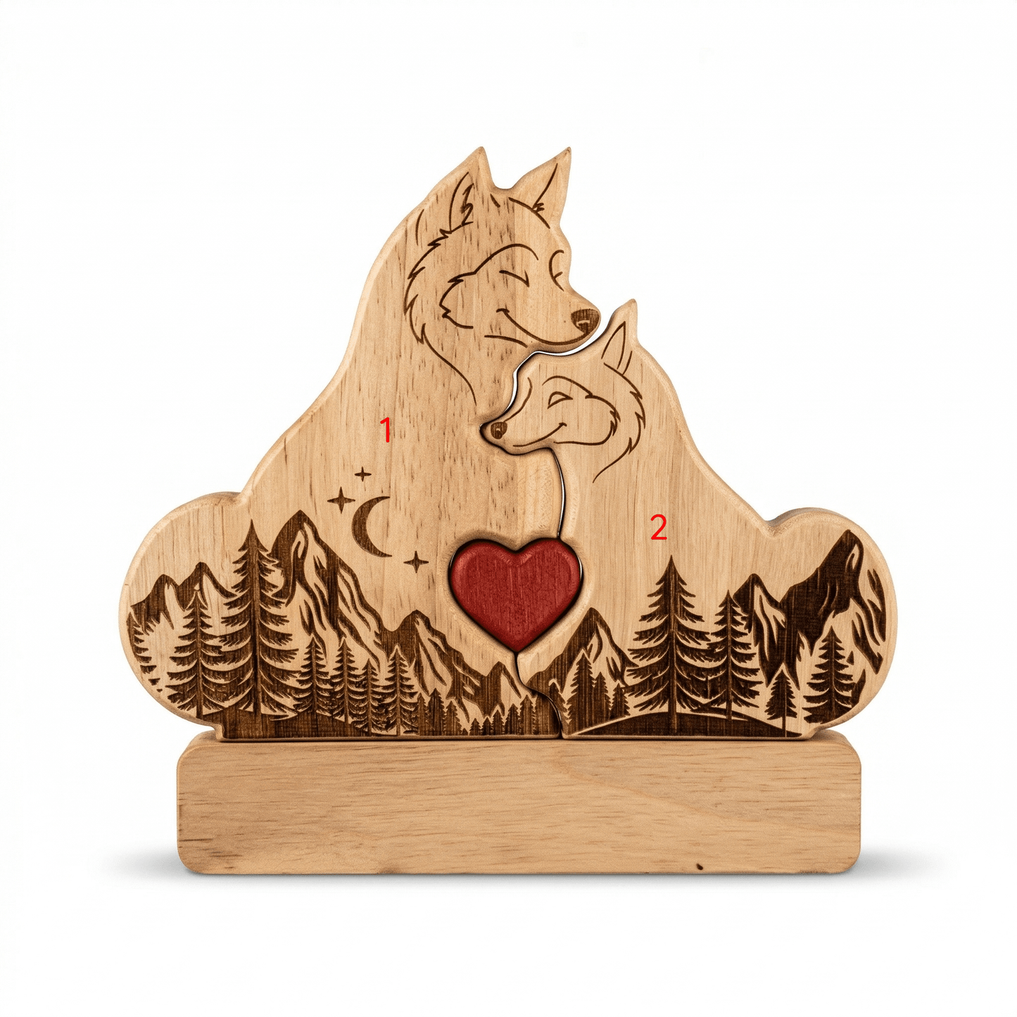 Personalized Wolf Family Wooden Plaque with Family Names