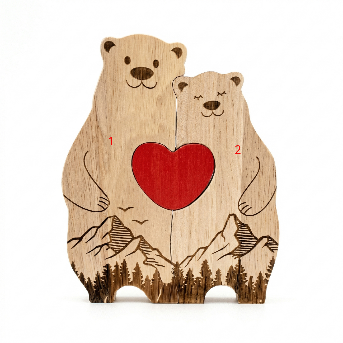 Personalized Wooden Bear Family Keepsake Ornament