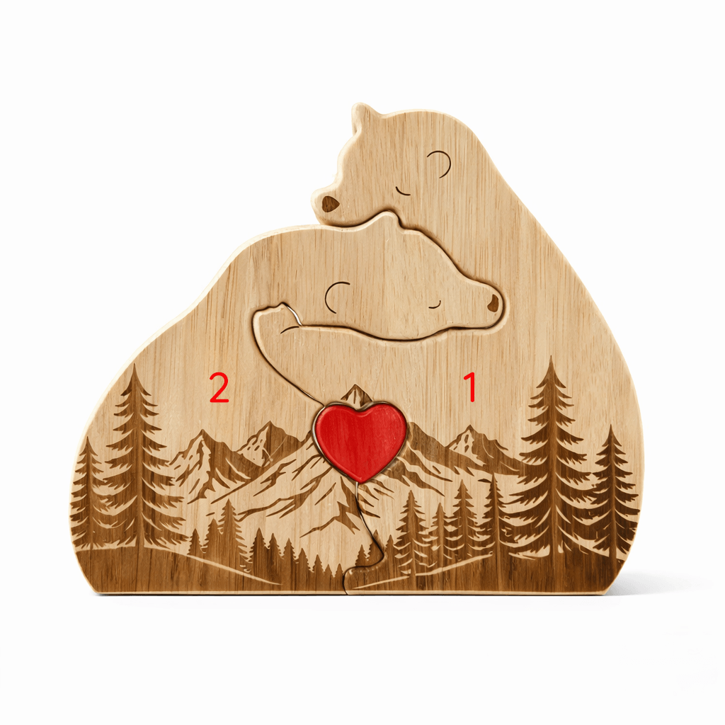 Personalized Wooden Bear Family Keepsake