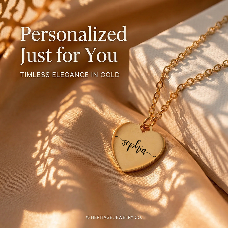 Personalized Heart Name Necklace – Custom Engraved Jewelry Gift for Her
