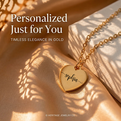 Personalized Heart Name Necklace – Custom Engraved Jewelry Gift for Her