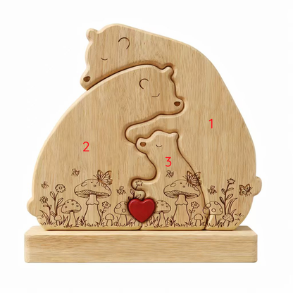 Personalized Wooden Bear Family Keepsake with Custom Names