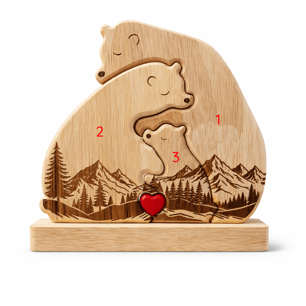 Personalized Wooden Bear Family Keepsake