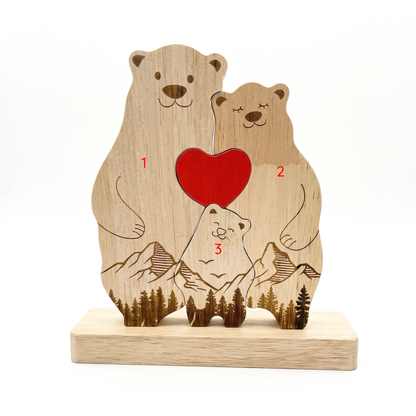 Personalized Wooden Bear Family Keepsake Ornament