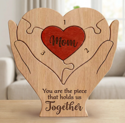 You Are the Piece That Holds Us Together - Personalized Wooden Family Decor