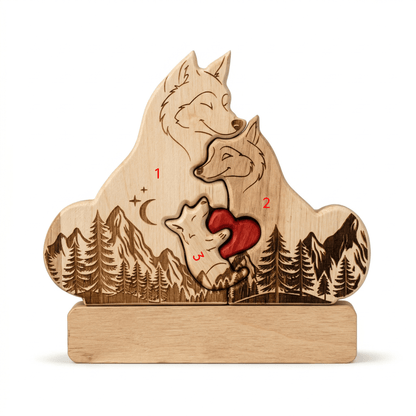 Personalized Wolf Family Wooden Plaque with Family Names