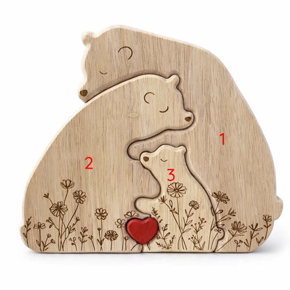Personalized Bear Family Keepsake – Floral Heart Design