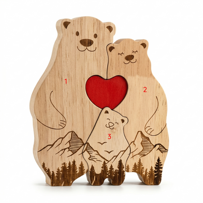 Personalized Wooden Bear Family Keepsake Ornament