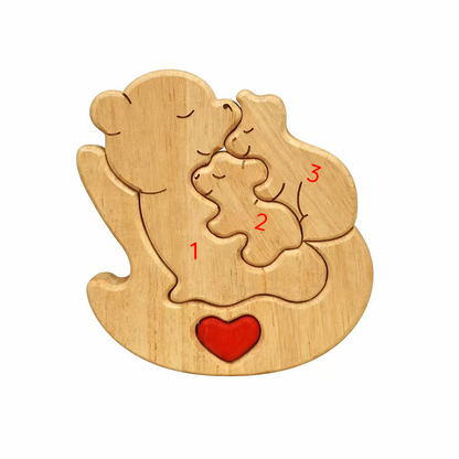 Personalized Wooden Bear Family Keepsake Ornament
