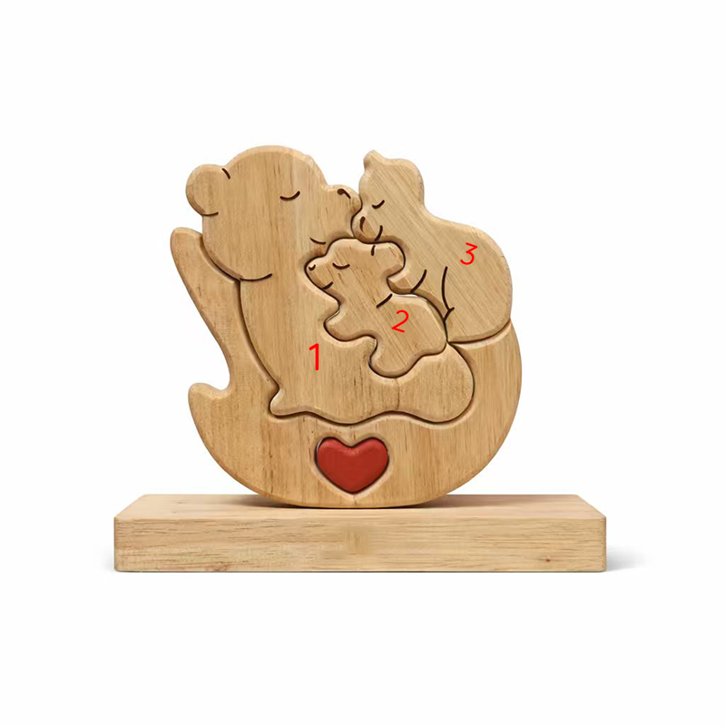Personalized Wooden Bear Family Keepsake Ornament