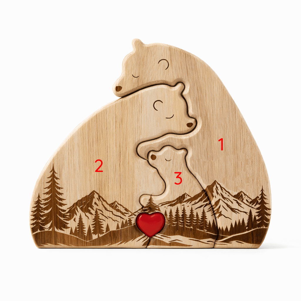 Personalized Wooden Bear Family Keepsake