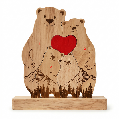 Personalized Wooden Bear Family Keepsake Ornament