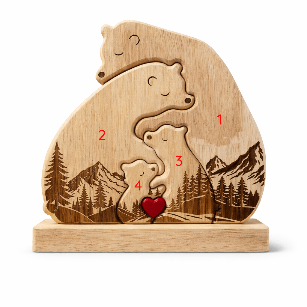 Personalized Wooden Bear Family Keepsake