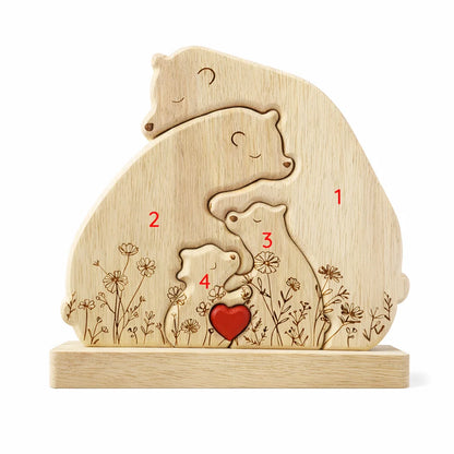 Personalized Bear Family Keepsake – Floral Heart Design